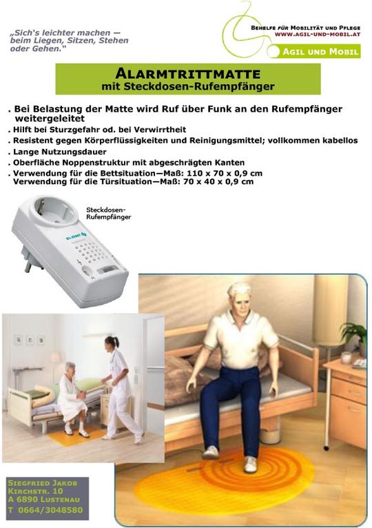 Alarmtrittmatte mit Steckdosen-Rufempfänger