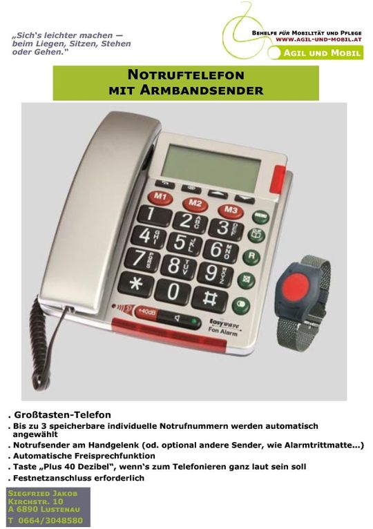 Notruftelefon mit Armbandsender