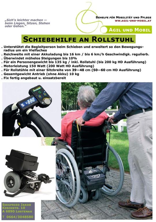 Schiebehilfe an Rollstuhl