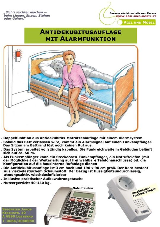 Antidekubitusauflage mit Alarmfunktion