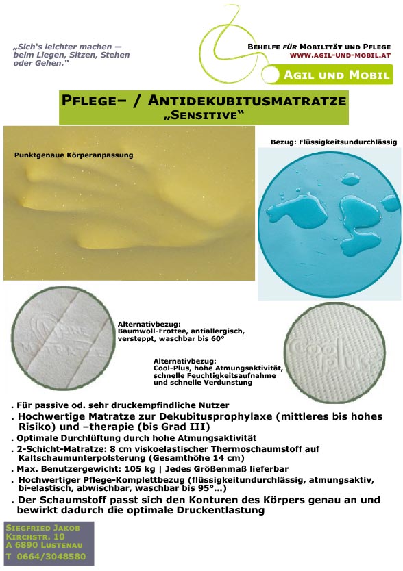 Pflege– / Antidekubitusmatratze „Sensitive“